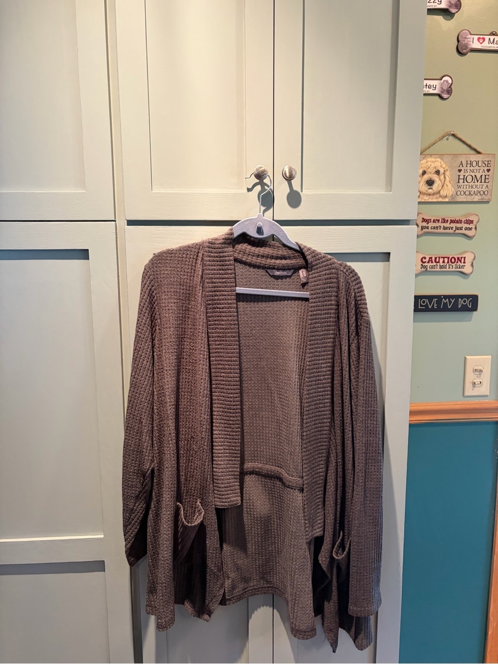 Open-Front Knit grey Cardigan Sweater